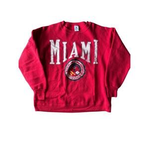 Vintage NCAA U of Miami Hurricanes USA Made Red Galt Sand L Crewneck Sweatshirt